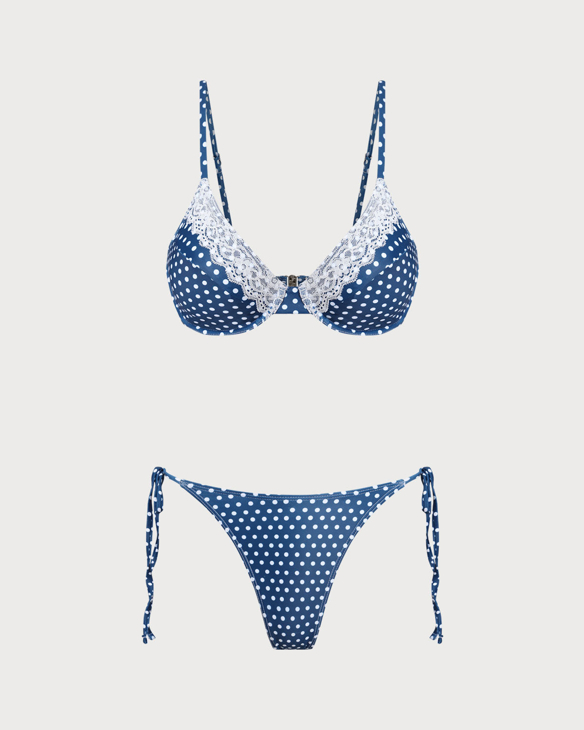 Blue Polka Dot Underwire Bikini Set