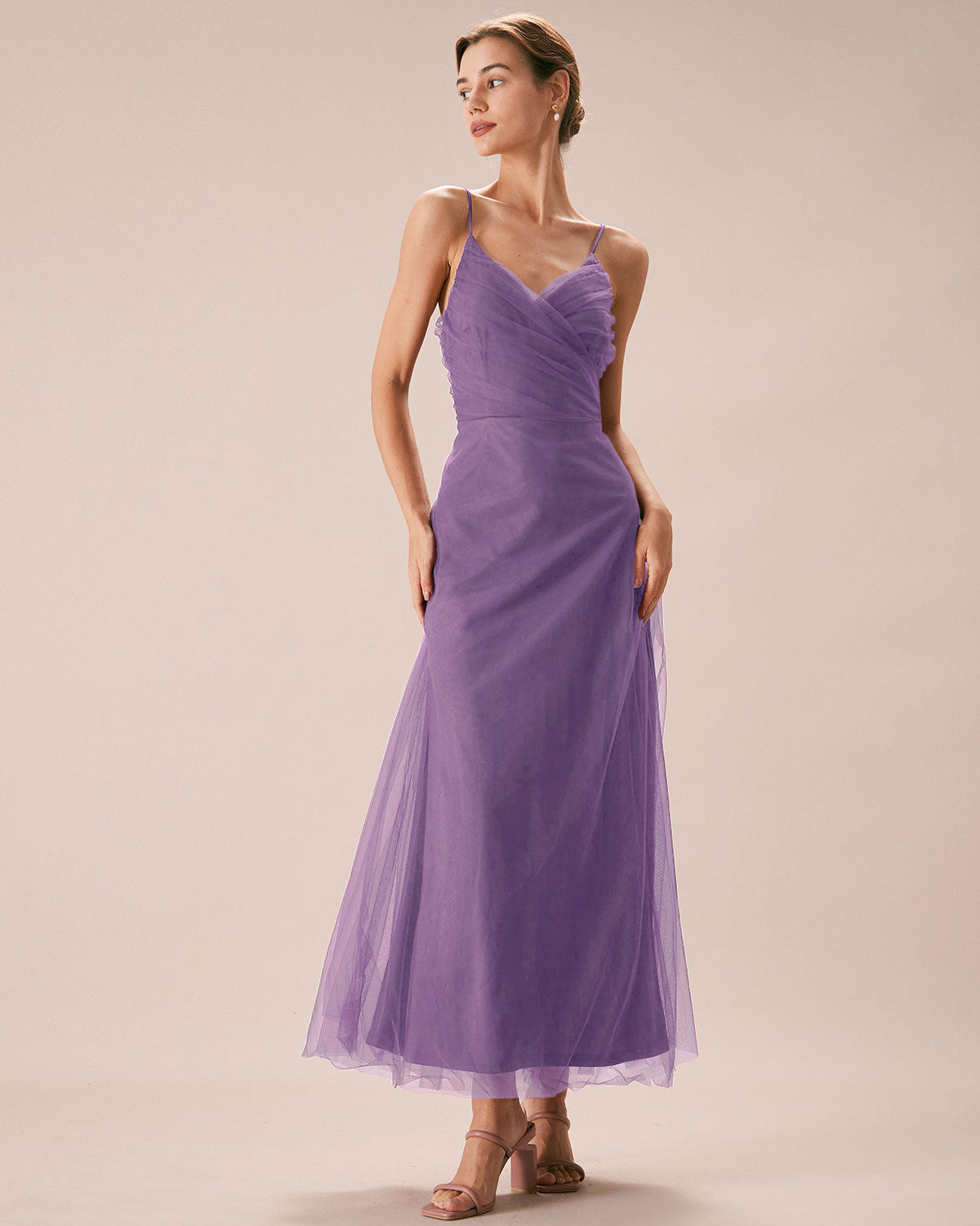 Purple Mesh Wrap Slip Maxi Dress