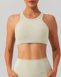 Beige I-back Yoga Tank Top