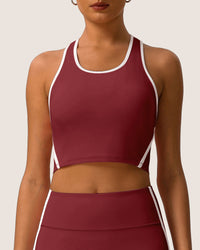 Red Scoop Neck Yoga Tank Top - Light Support