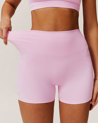 Pink Pocket High Waisted Yoga Shorts