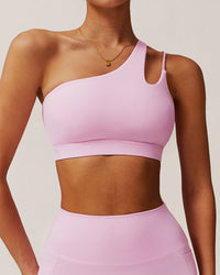 Pink Cropped One Shoulder Yoga Cami Top