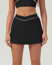 Black High Stretch A-Line Yoga Skirt