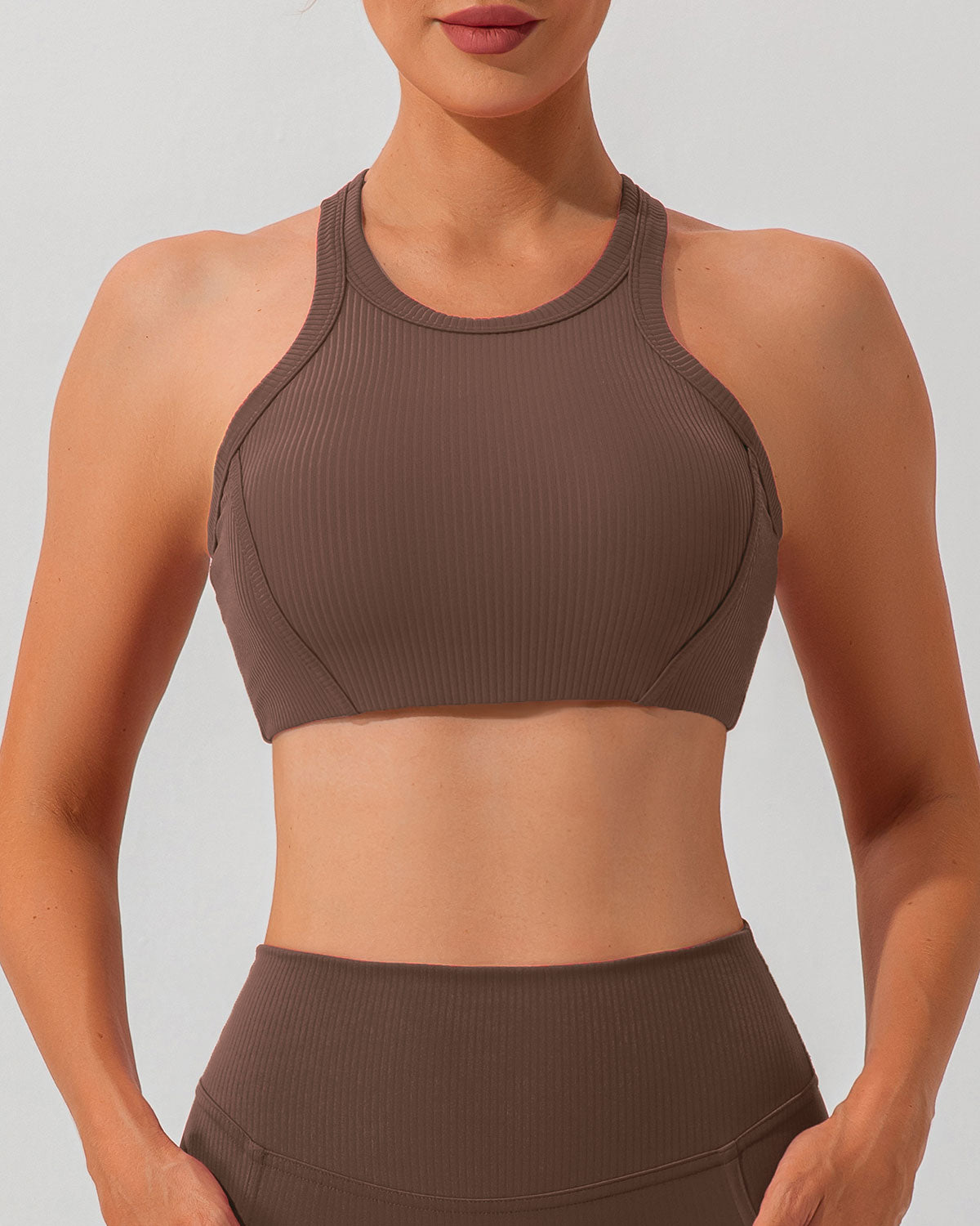Brown I-back Yoga Tank Top