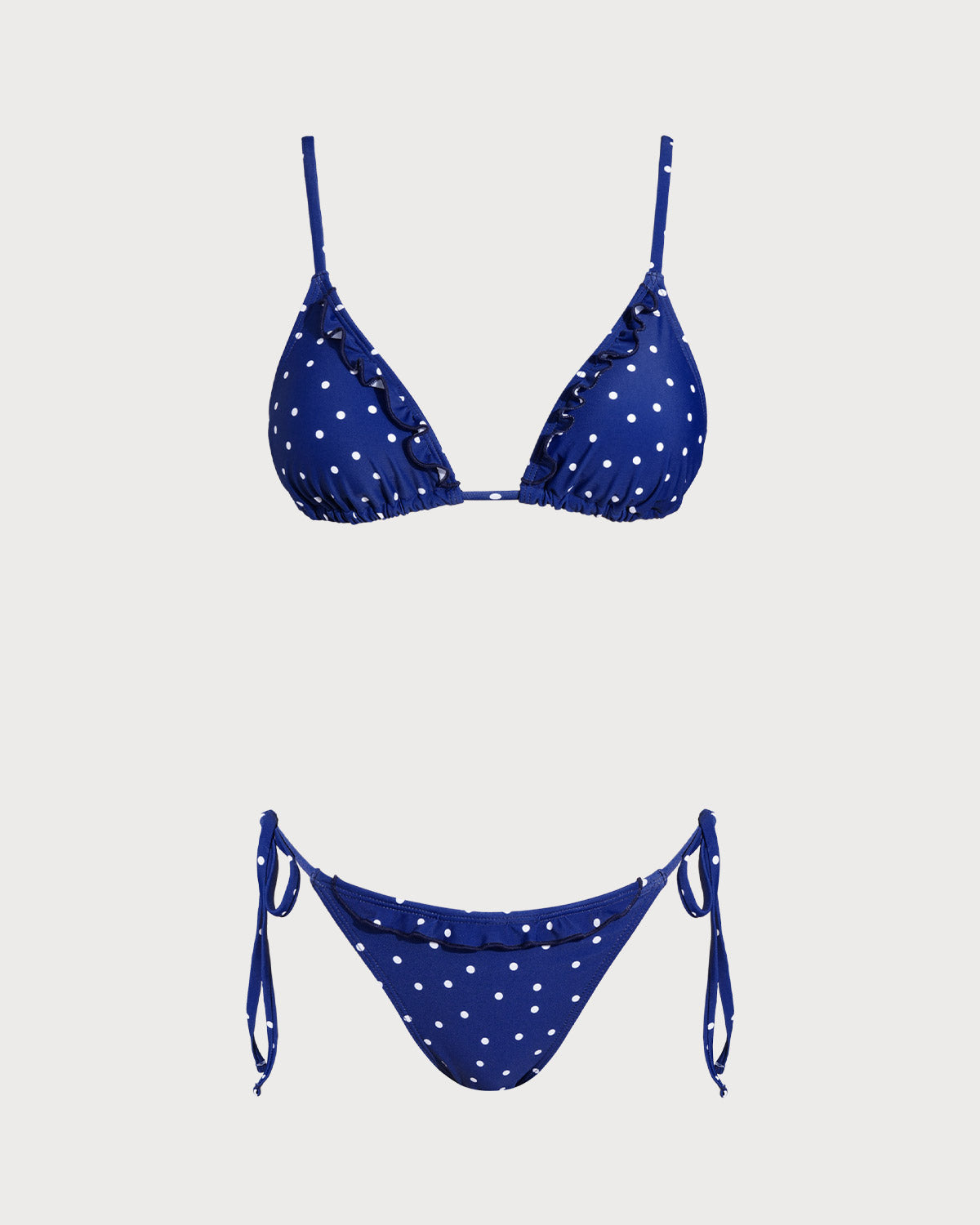 Women Knitted Nylon Blended Polka Dots Bikini Sets Blue Bikinis - RIHOAS