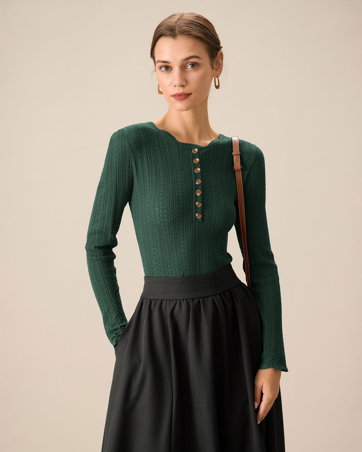 Women Knitted Viscose Sweater Green Tops - RIHOAS