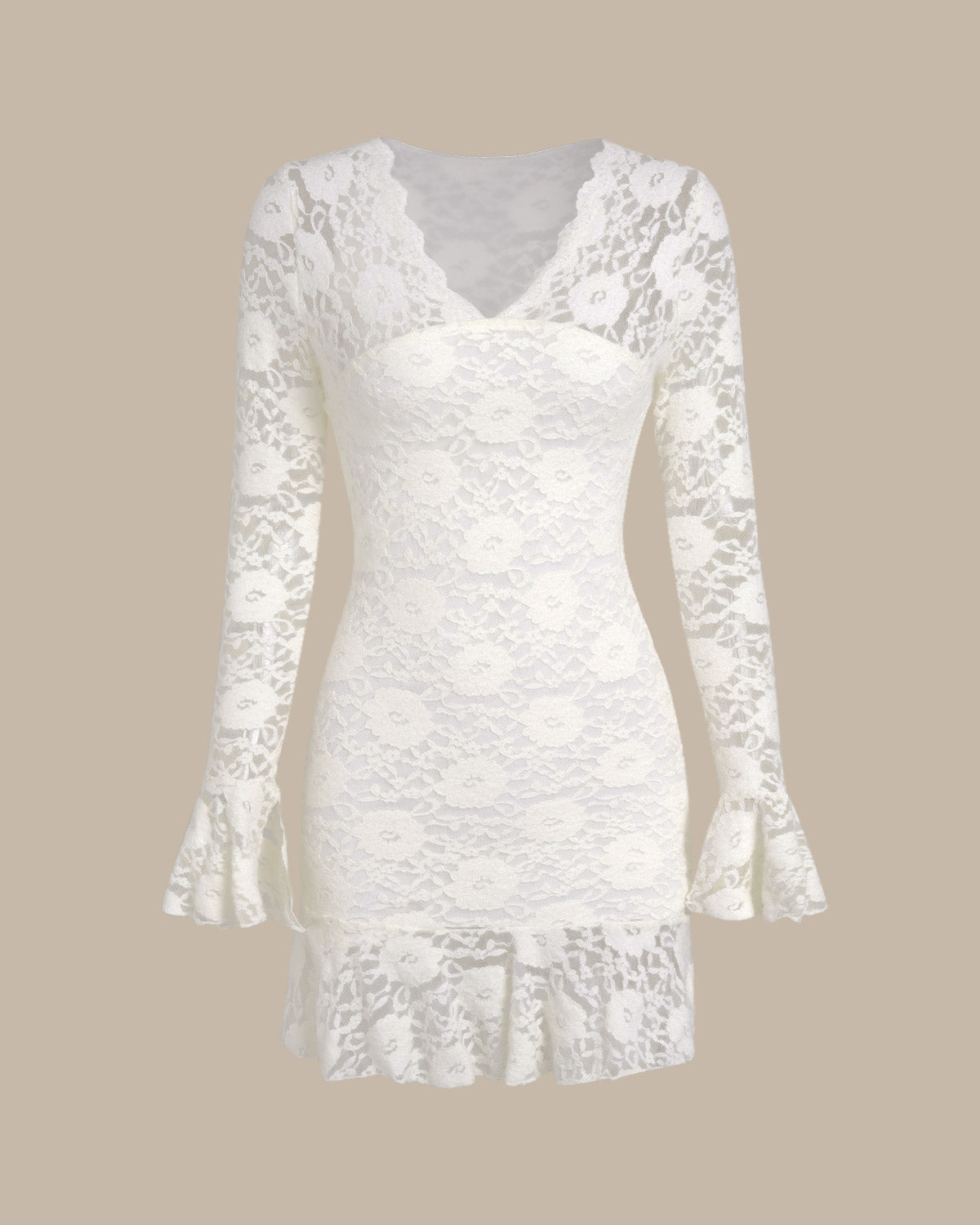 Women's Knit Polyester Mini Dress Off White Dresses - RIHOAS