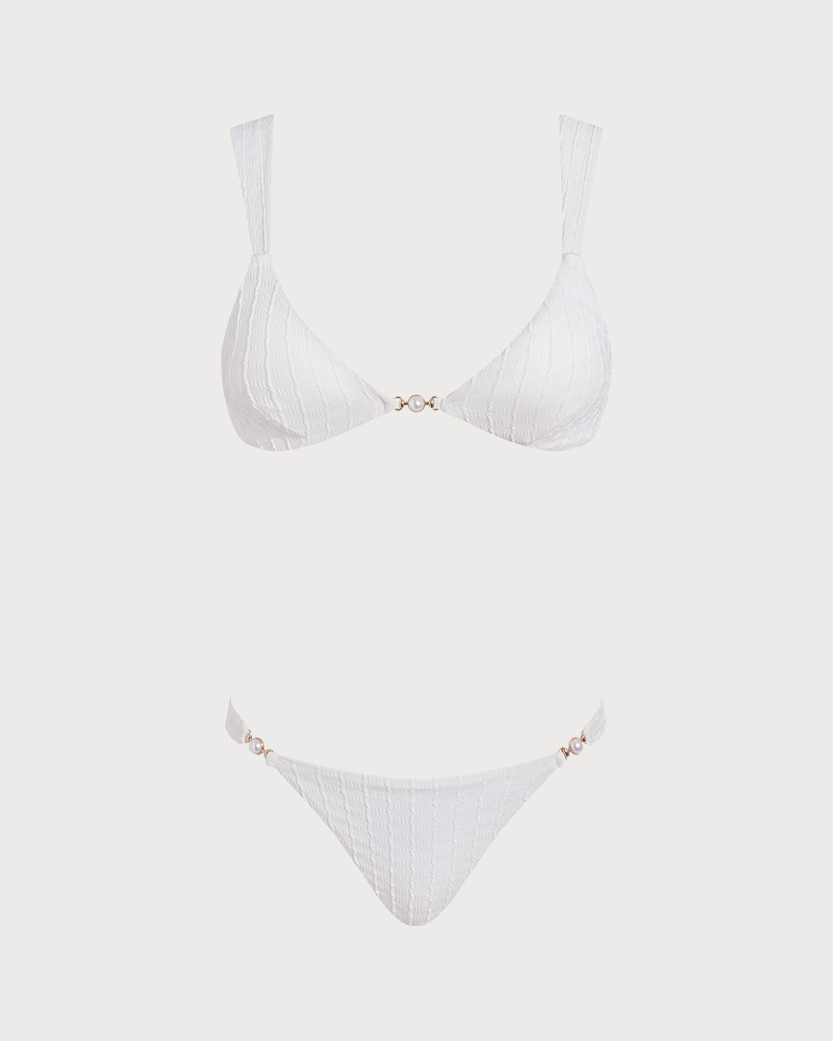 Women's Knitted Polyester Bikini Set White Bikinis - RIHOAS