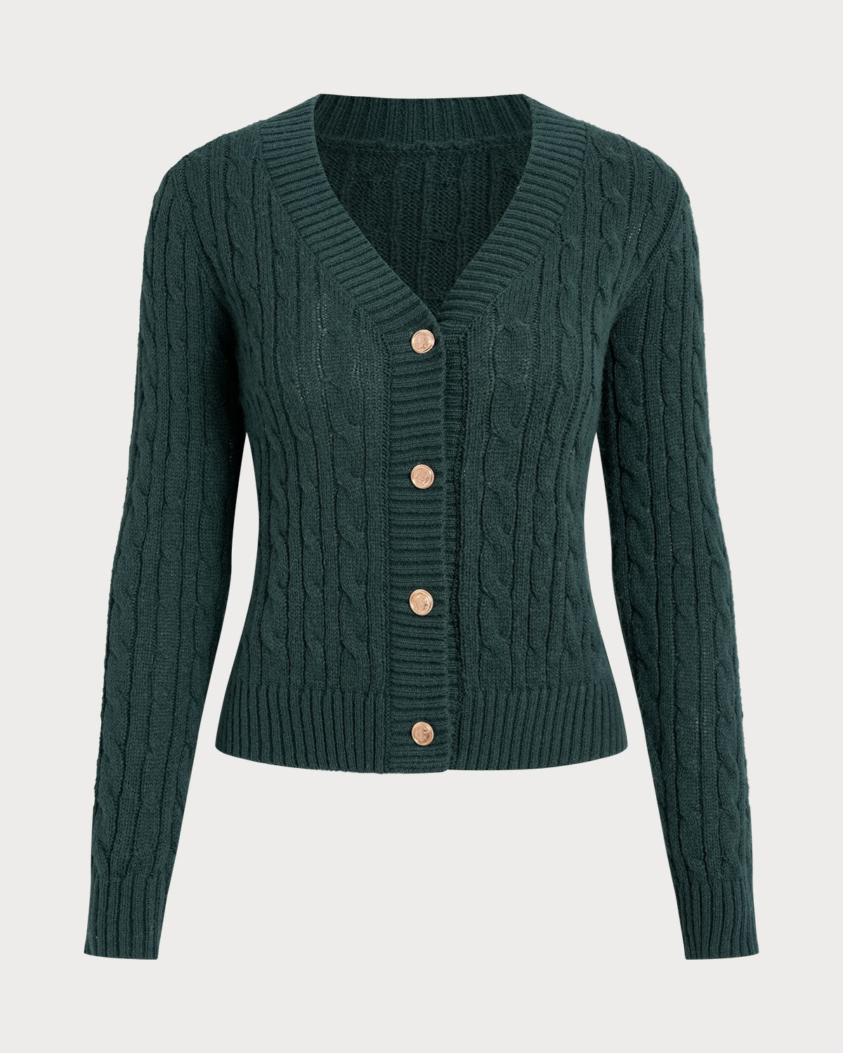 Women's Knitted Polyester Cardigan Green Tops - RIHOAS