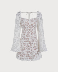 Women's Knitted Polyester Mini Dress Beige Dresses - RIHOAS