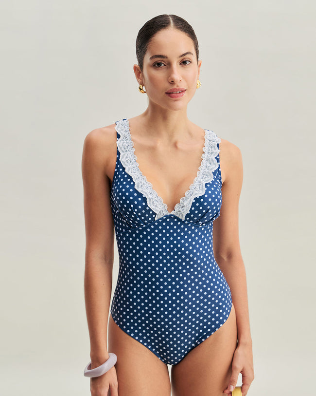 Women's Knitted Polyester One-Piece Swimsuit One-Pieces - RIHOAS