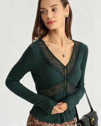 Women's Knitted Polyester Top Tops - RIHOAS