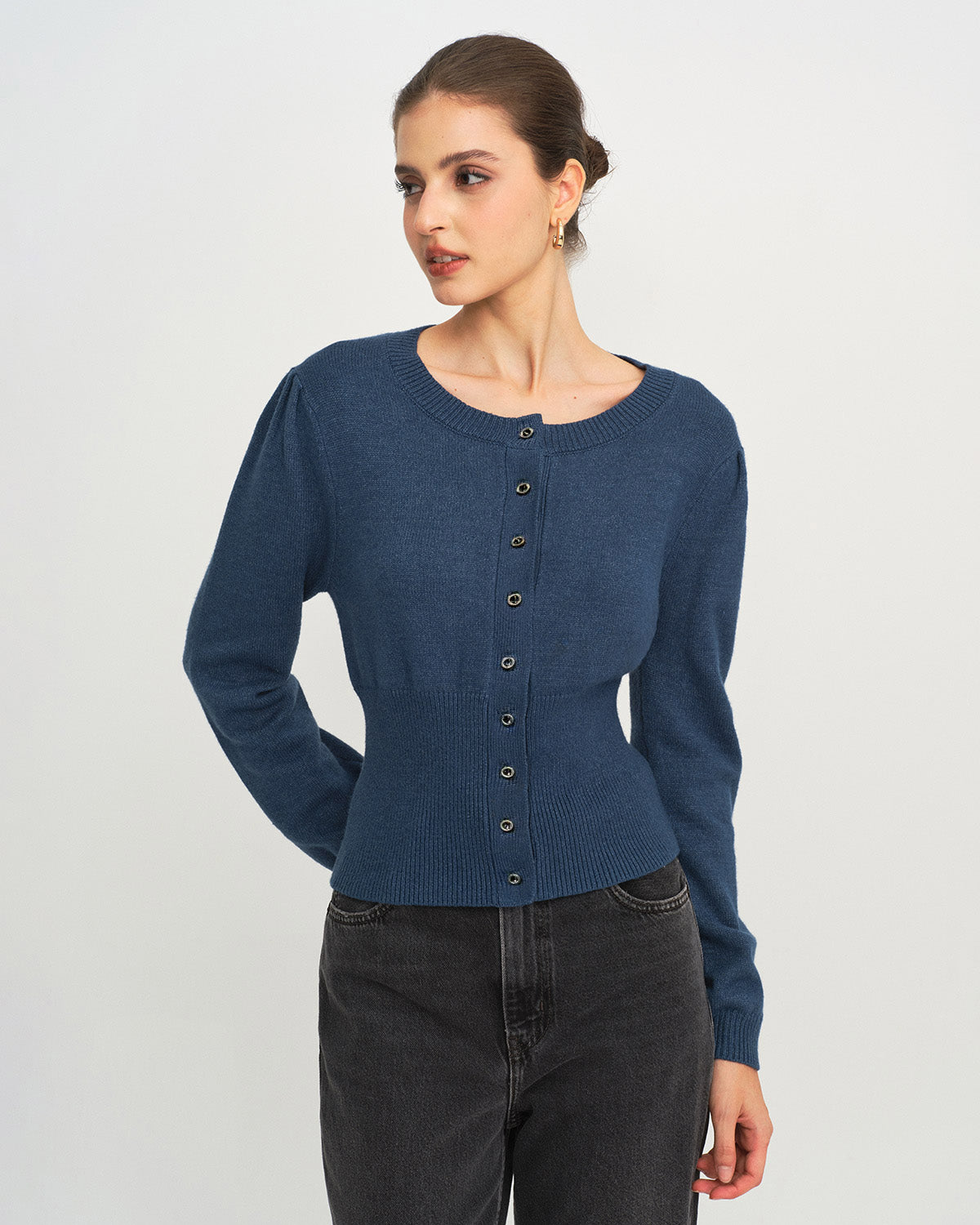 Women's Knitted Viscose Cardigans Blue Tops - RIHOAS