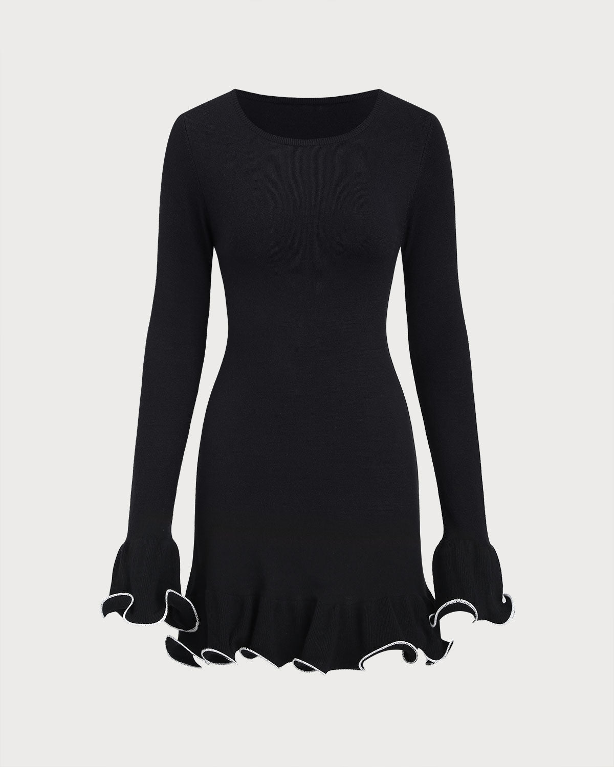 Women's Knitted Viscose Sweater Dress Black Dresses - RIHOAS