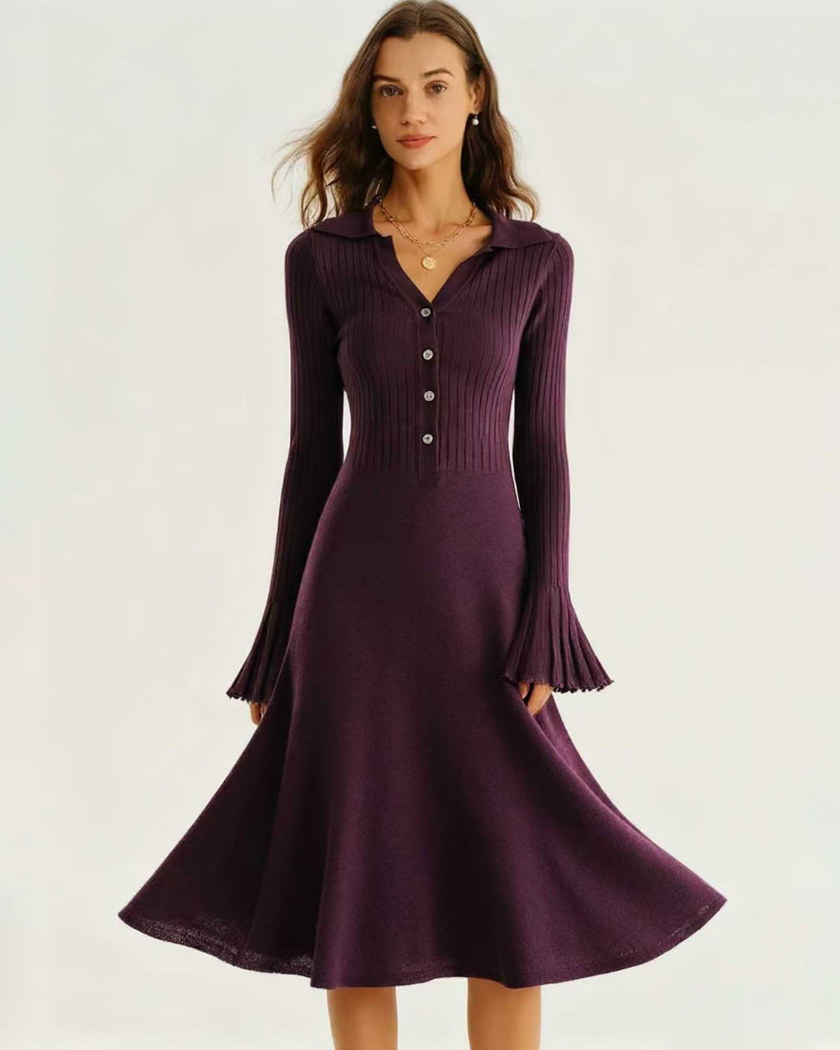 Women's Knitted Viscose Sweater Dress Dresses - RIHOAS