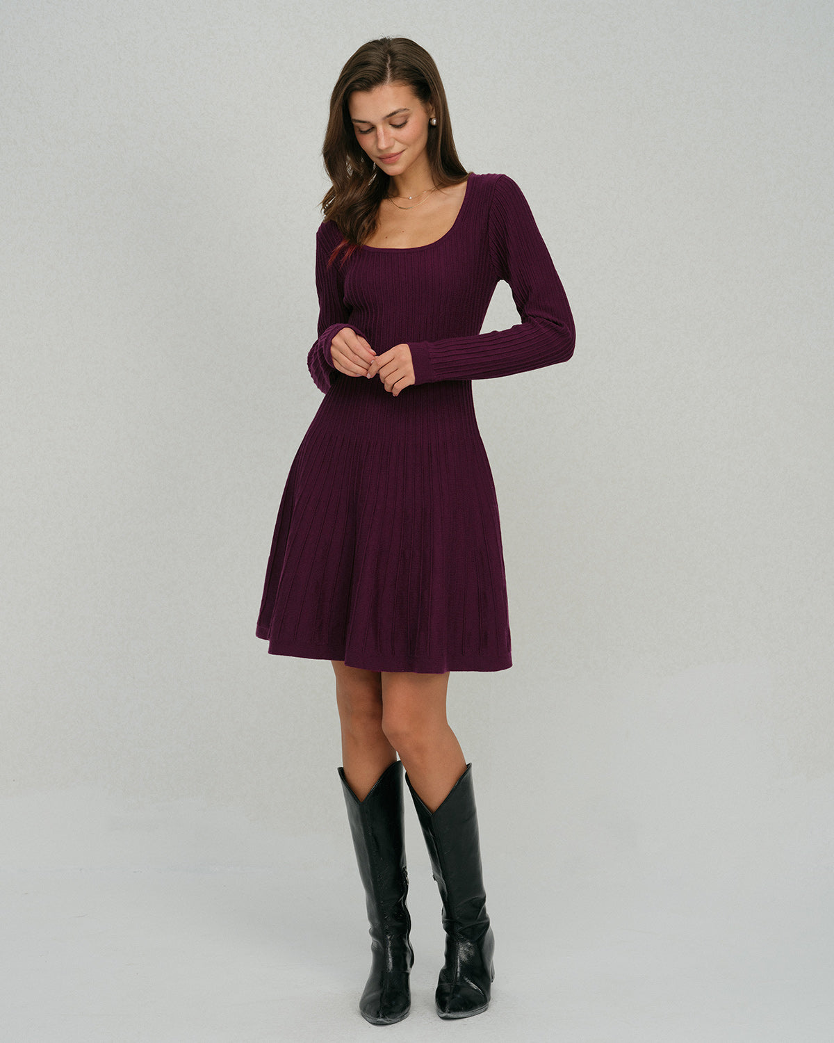 Women's Knitted Viscose Sweater Dress Dresses - RIHOAS