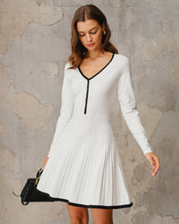 Women's Knitted Viscose Sweater Dress White Dresses - RIHOAS