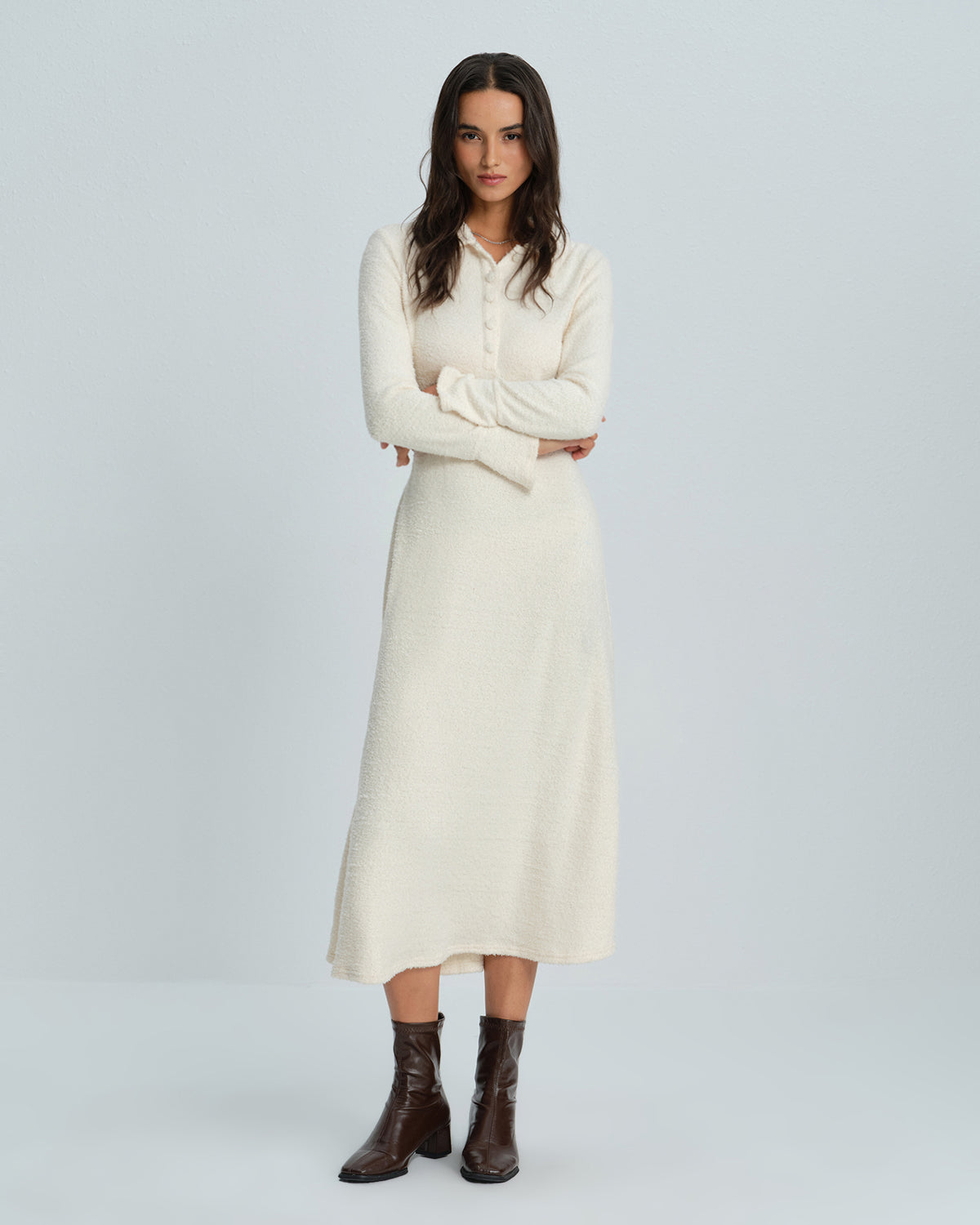 Women's Knitted Wool Midi Dress Dresses - RIHOAS