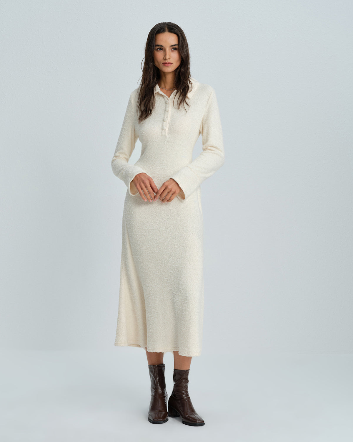 Women's Knitted Wool Midi Dress Dresses - RIHOAS