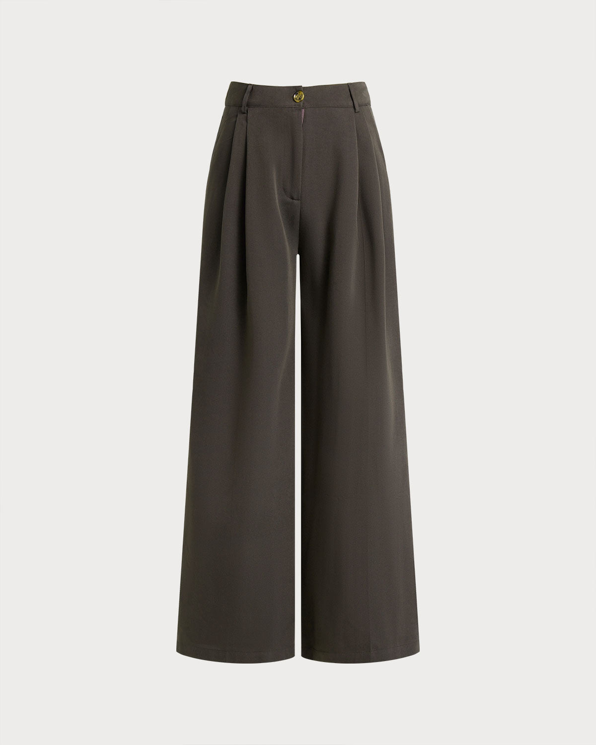 Women's Woven Polyester Casual Pants Coffee Bottoms - RIHOAS