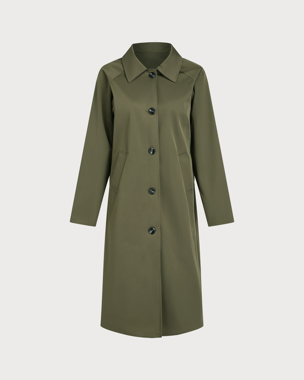 Women's Woven Polyester Coat Green Outerwear - RIHOAS