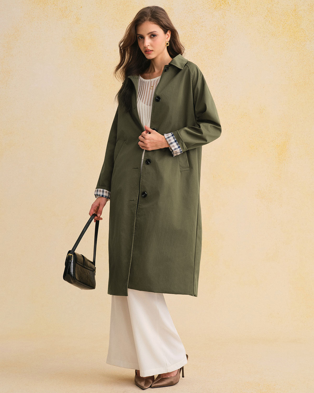 Women's Woven Polyester Coat Outerwear - RIHOAS