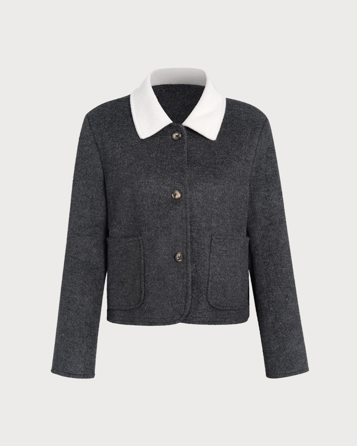 Women's Woven Polyester Jacket Grey Outerwear - RIHOAS