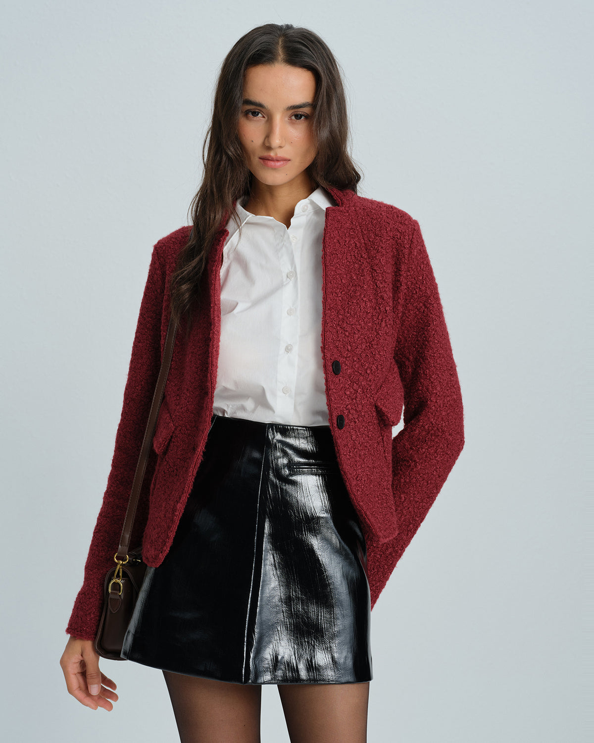 Women's Woven Polyester Jacket Red Outerwear - RIHOAS