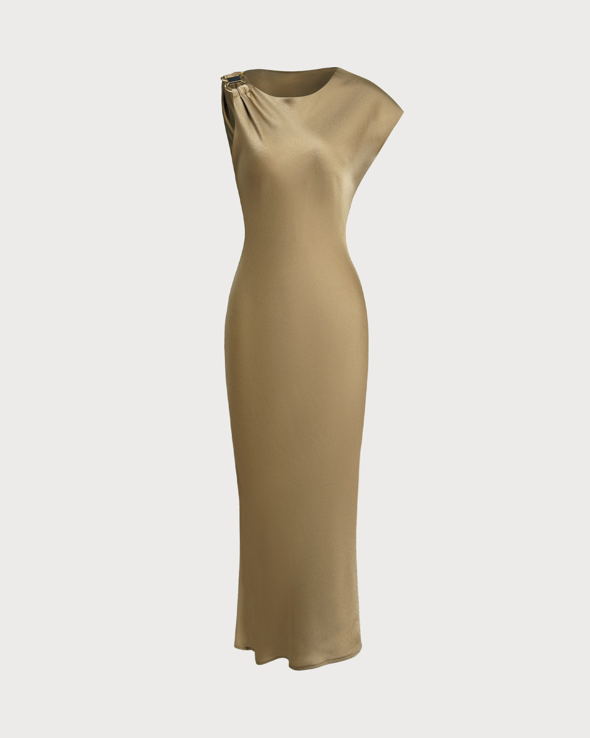 Women's Woven Polyester Maxi Dress Khaki Dresses - RIHOAS