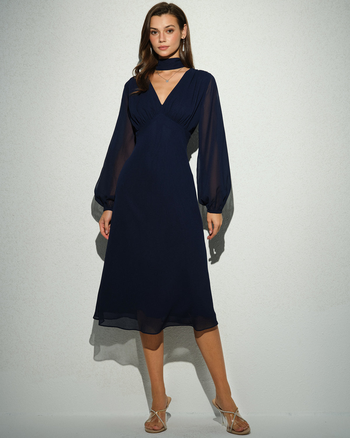 Women's Woven Polyester Midi Dress Dresses - RIHOAS