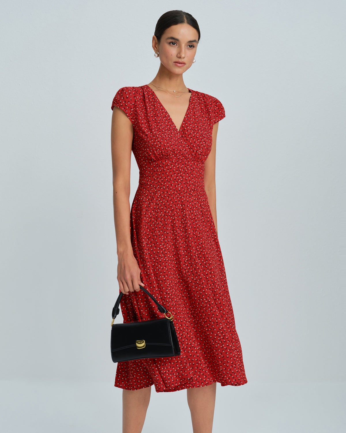 Women's Woven Polyester Midi Dress Dresses - RIHOAS