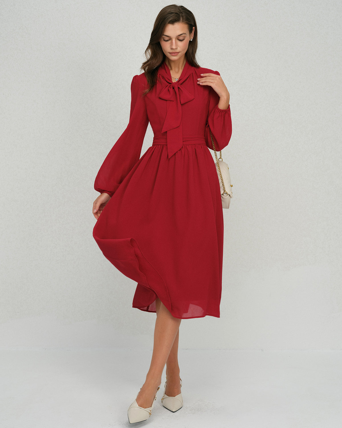 Women's Woven Polyester Midi Dress Dresses - RIHOAS