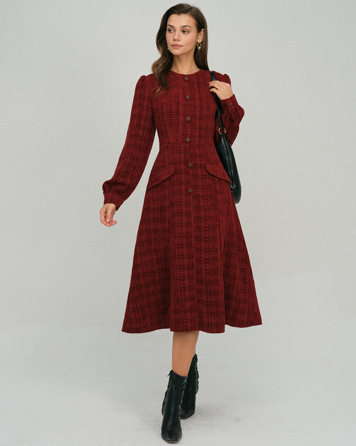 Women's Woven Polyester Midi Dress Dresses - RIHOAS