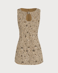 Women's Woven Polyester Mini Dress Beige Dresses - RIHOAS