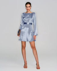 Women's Woven Polyester Mini Dress Blue Dresses - RIHOAS