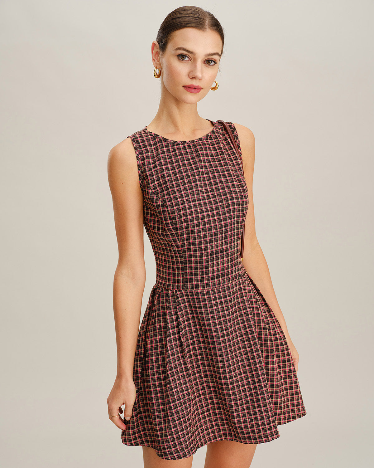 Women's Woven Polyester Mini Dress Red Dresses - RIHOAS