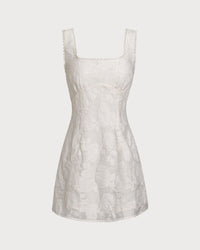 Women's Woven Polyester Mini Dress White Dresses - RIHOAS