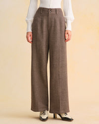 Women's Woven Polyester Pants Brown Bottoms - RIHOAS