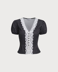 Women's Woven Polyester Shirt Black Tops - RIHOAS