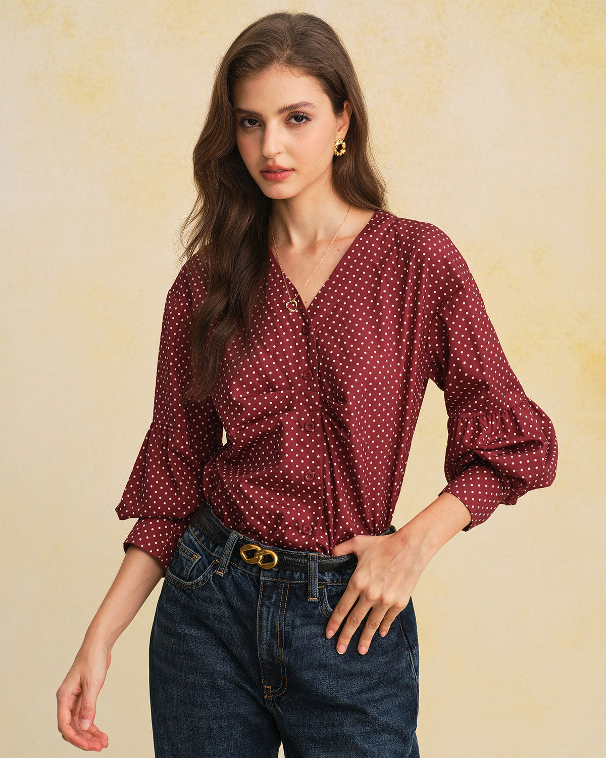 Women's Woven Polyester Shirt Tops - RIHOAS