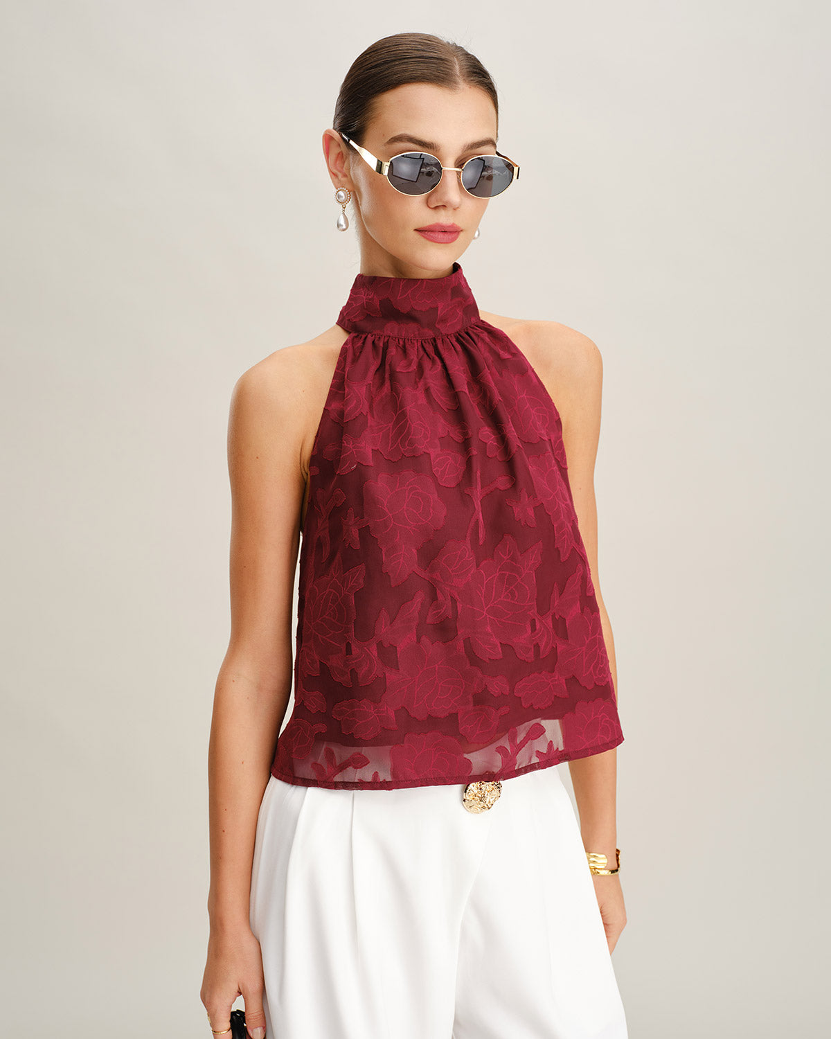 Women's Woven Polyester Tank Tops Tops - RIHOAS