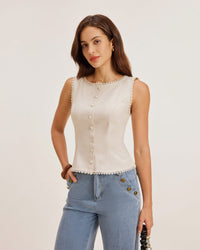 Women's Woven Polyester Vest Tops - RIHOAS