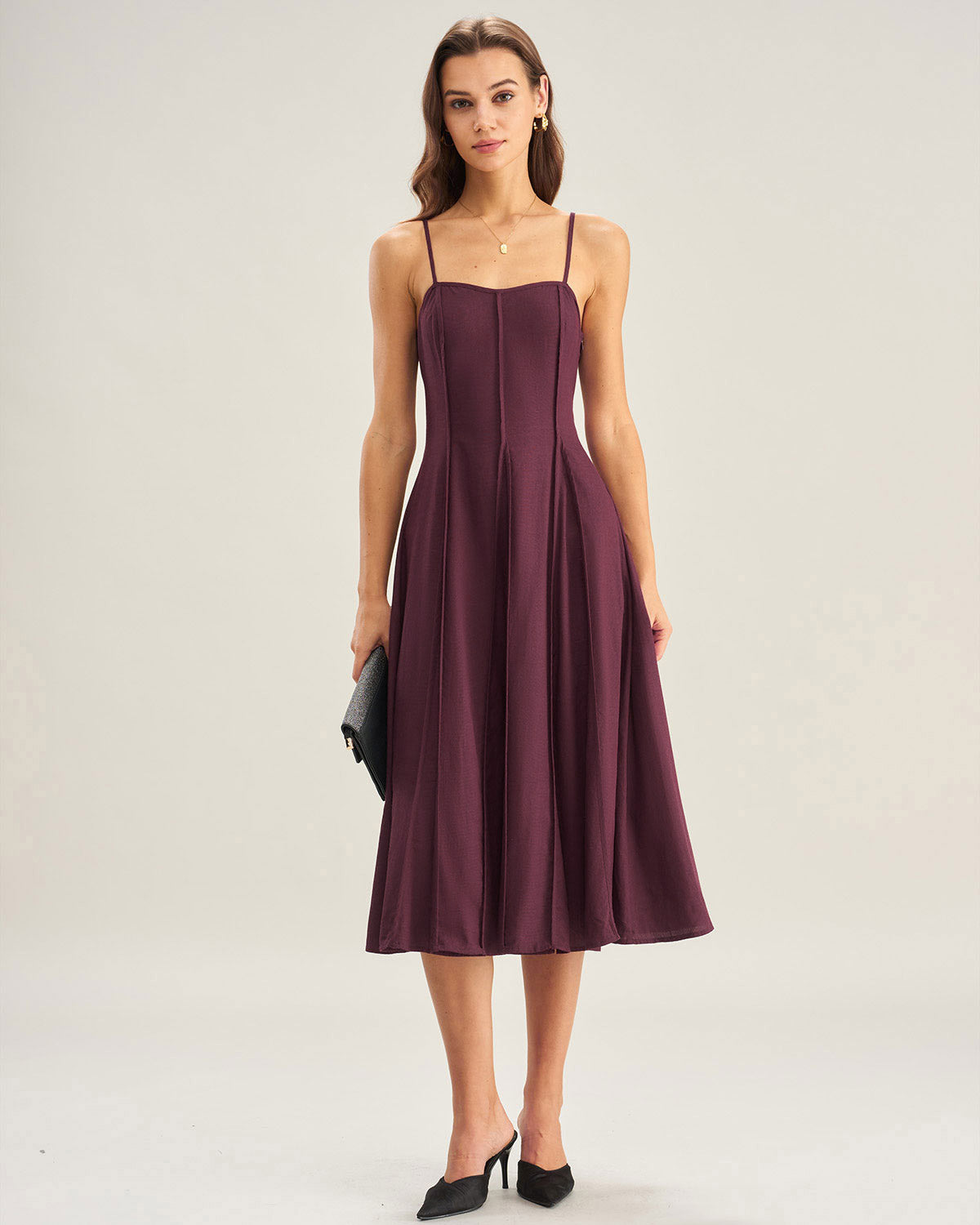 Women's Woven Viscose Midi Dress Dresses - RIHOAS